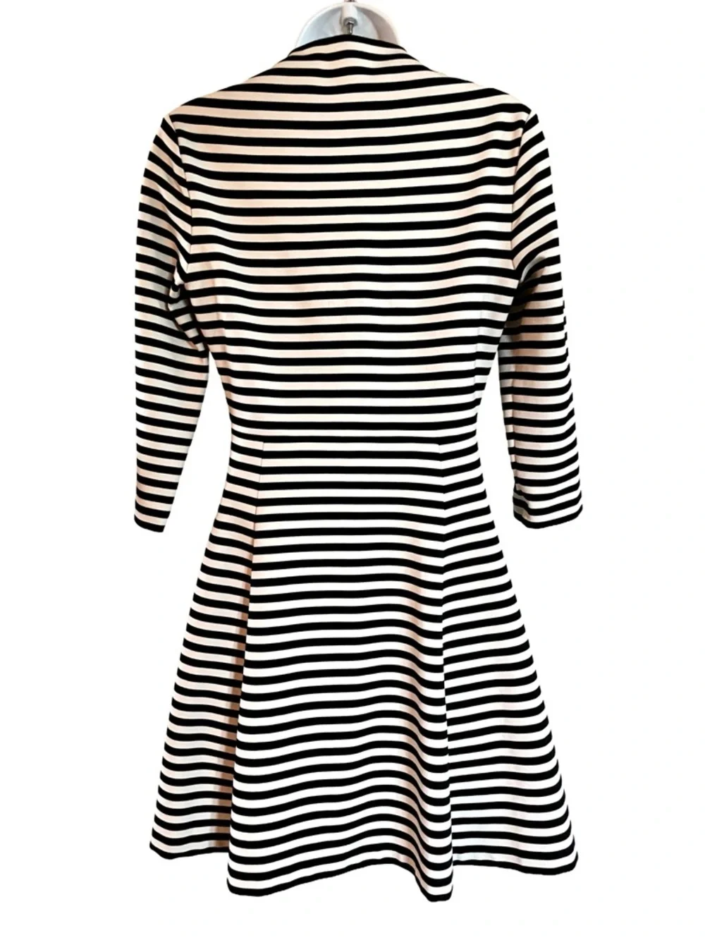 Kate Spade Striped Fit & Flare Dress Small Black White Pockets